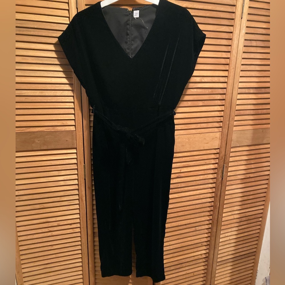 Gap Black Velour V-Neckline Jumpsuit